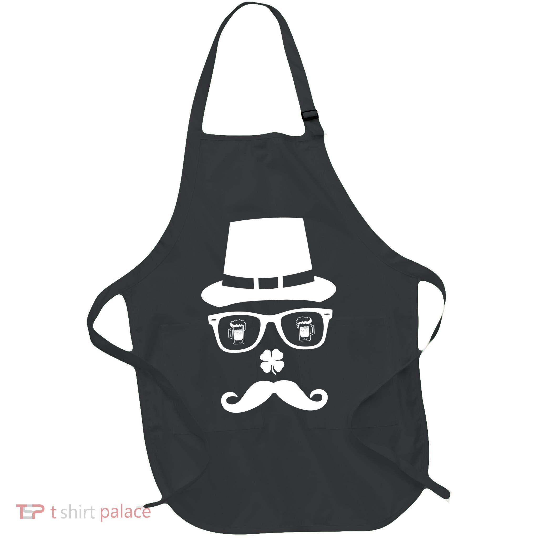 Irish Beer Mustache St. Patrick's Day Face Apron