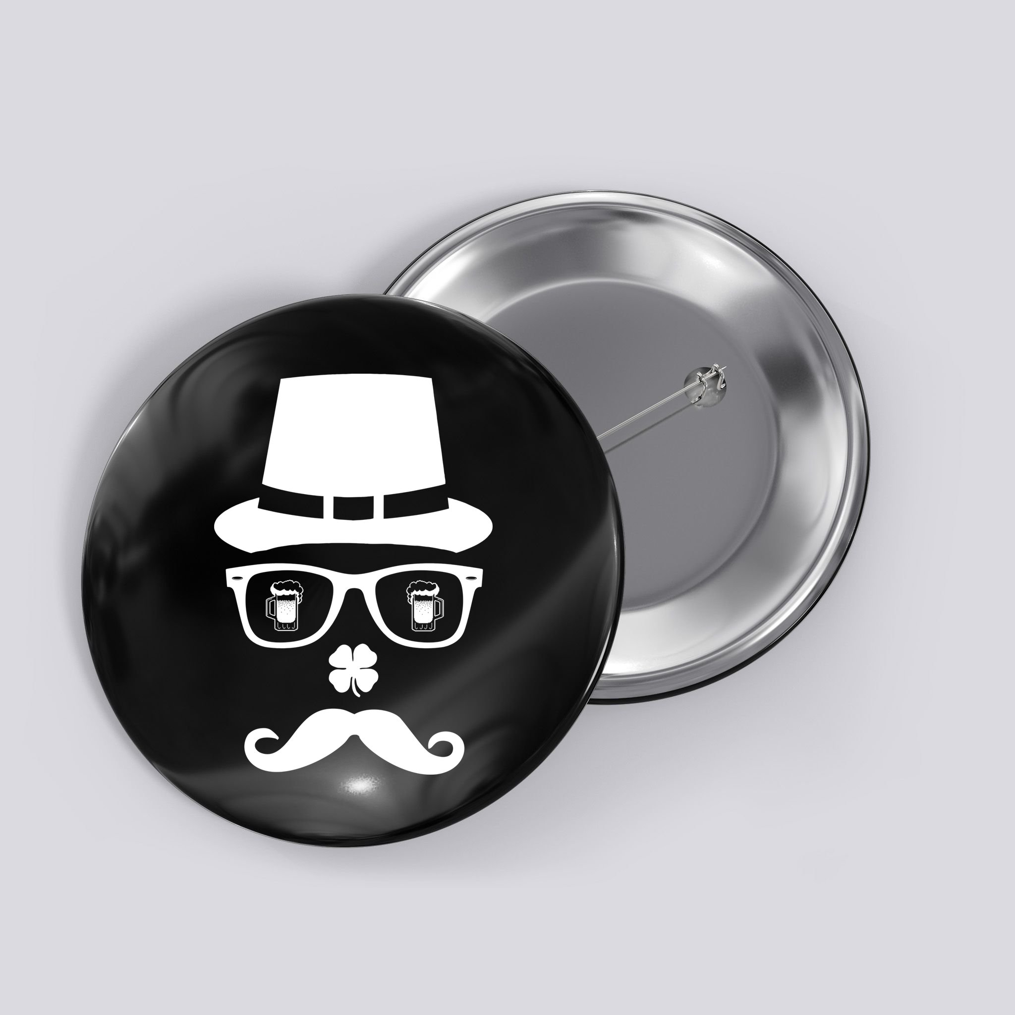 Irish Beer Mustache St. Patrick's Day Face Button