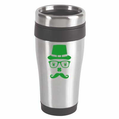 Irish Beer Mustache St. Patrick's Day Face 16oz Travel Tumbler