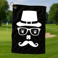 Irish Beer Mustache St. Patrick's Day Face Golf Towel