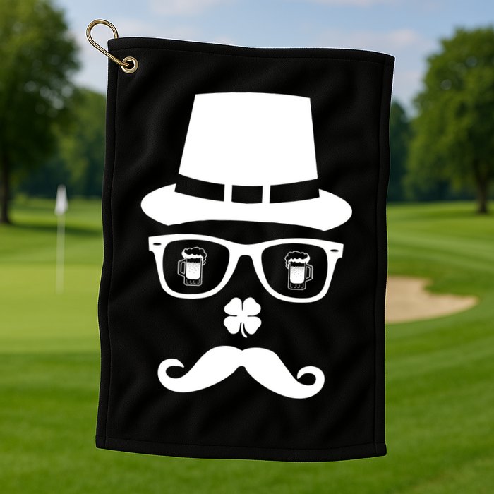 Irish Beer Mustache St. Patrick's Day Face Golf Towel