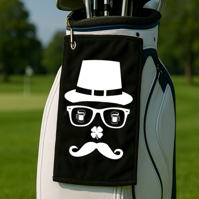 Irish Beer Mustache St. Patrick's Day Face Golf Towel