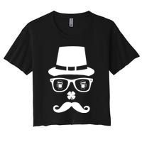 Irish Beer Mustache St. Patrick's Day Face Women's Crop Top Tee