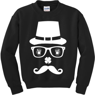 Irish Beer Mustache St. Patrick's Day Face Kids Sweatshirt