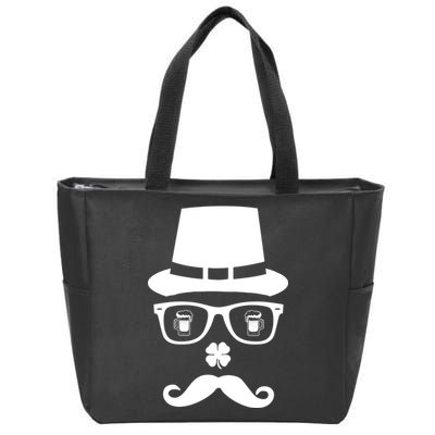 Irish Beer Mustache St. Patrick's Day Face Zip Tote Bag
