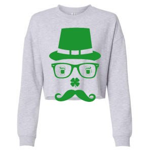 Irish Beer Mustache St. Patrick's Day Face Cropped Pullover Crew