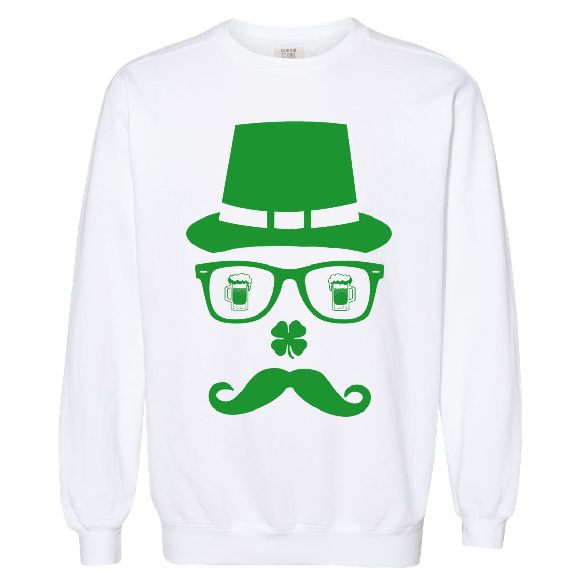 Irish Beer Mustache St. Patrick's Day Face Garment-Dyed Sweatshirt