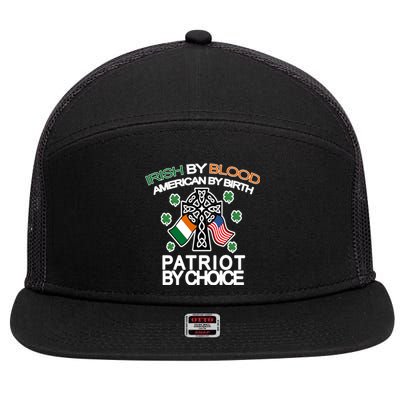 Irish By Blood American By Birth Patriotic By Choice 7 Panel Mesh Trucker Snapback Hat