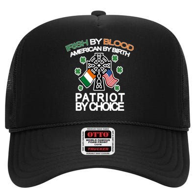 Irish By Blood American By Birth Patriotic By Choice High Crown Mesh Back Trucker Hat