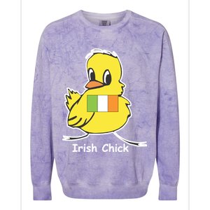 Irish Chick Cute Chicken With Flag Colorblast Crewneck Sweatshirt