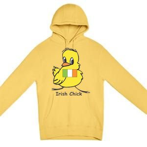 Irish Chick Cute Chicken With Flag Premium Pullover Hoodie