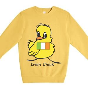 Irish Chick Cute Chicken With Flag Premium Crewneck Sweatshirt