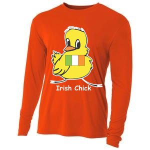 Irish Chick Cute Chicken With Flag Cooling Performance Long Sleeve Crew