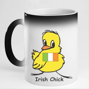 Irish Chick Cute Chicken With Flag 11oz Black Color Changing Mug