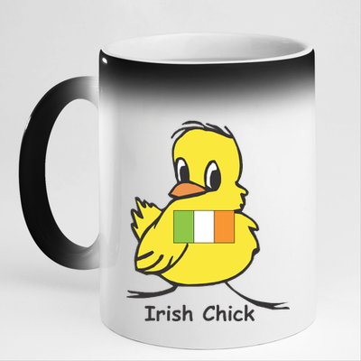 Irish Chick Cute Chicken With Flag 11oz Black Color Changing Mug