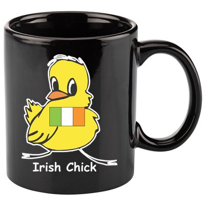 Irish Chick Cute Chicken With Flag 11oz C Handle Ceramic Mug