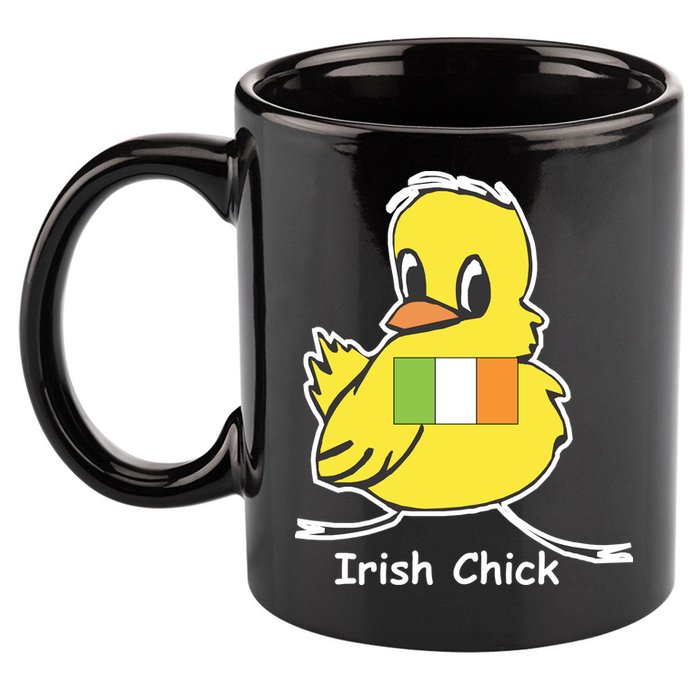 Irish Chick Cute Chicken With Flag 11oz C Handle Ceramic Mug