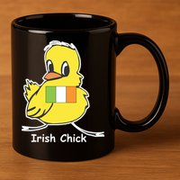 Irish Chick Cute Chicken With Flag 11oz C Handle Ceramic Mug