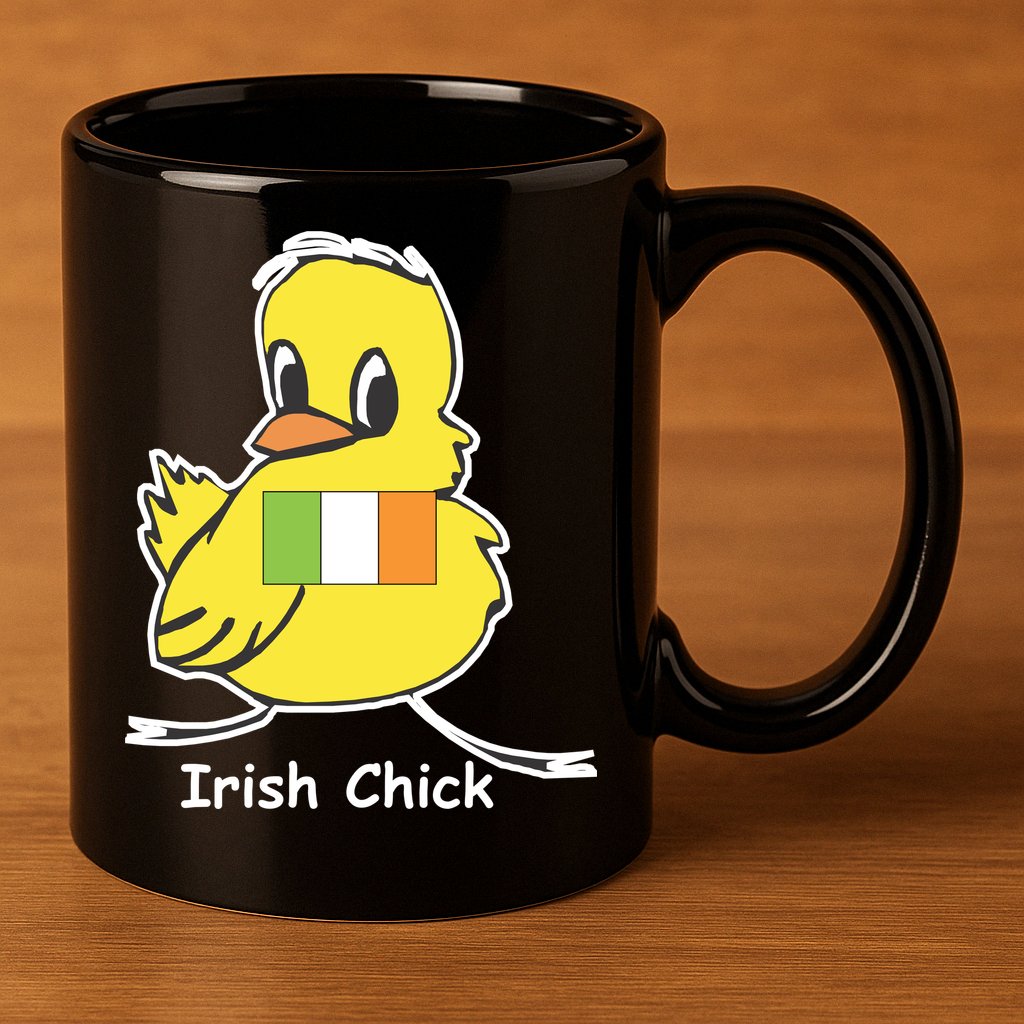 Irish Chick Cute Chicken With Flag 11oz C Handle Ceramic Mug