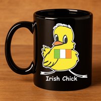 Irish Chick Cute Chicken With Flag 11oz C Handle Ceramic Mug