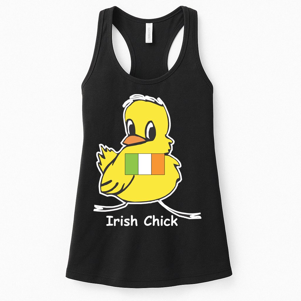 Irish Chick Cute Chicken With Flag Womens Tank Top