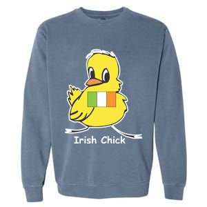 Irish Chick Cute Chicken With Flag Garment-Dyed Sweatshirt