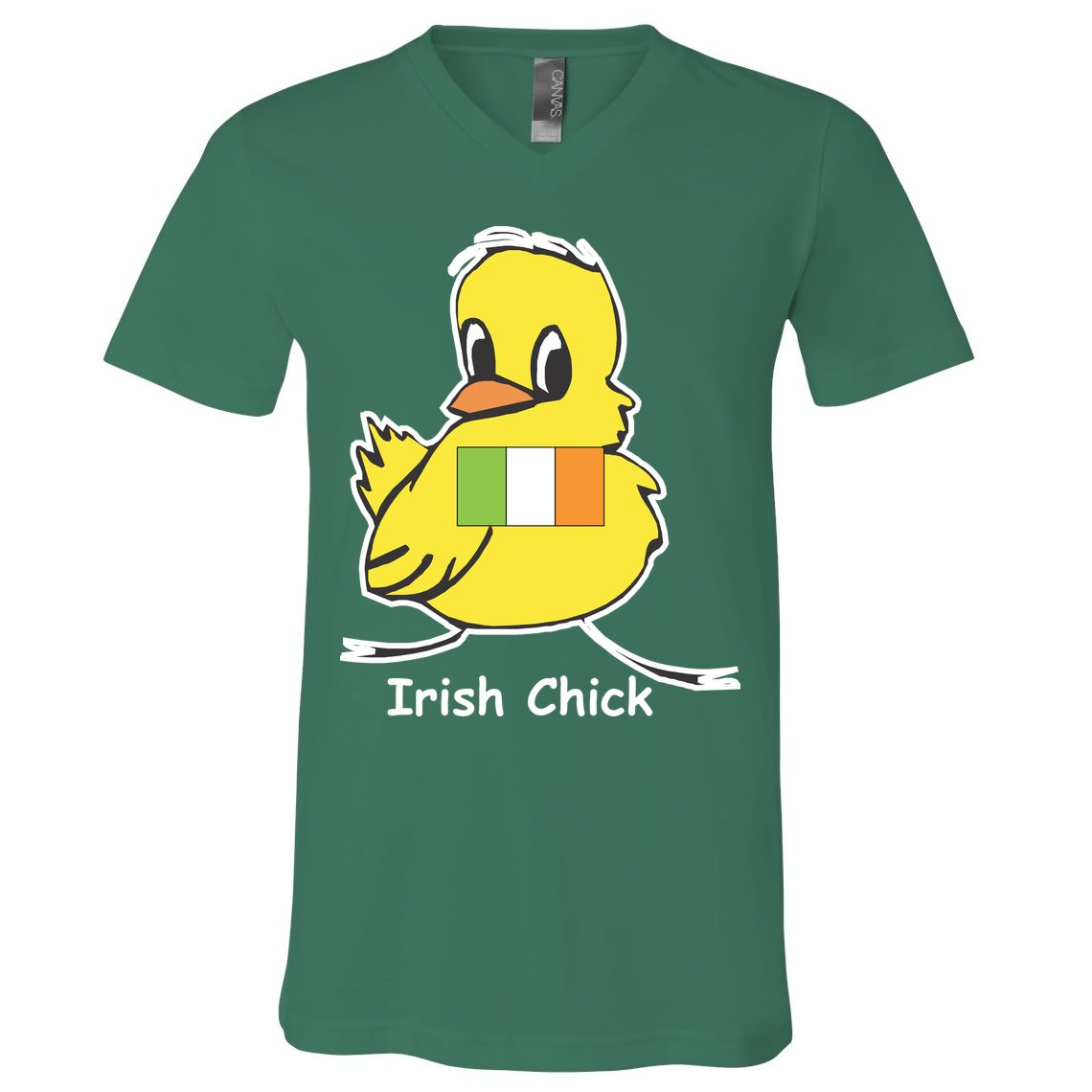 Irish Chick Cute Chicken With Flag V-Neck T-Shirt