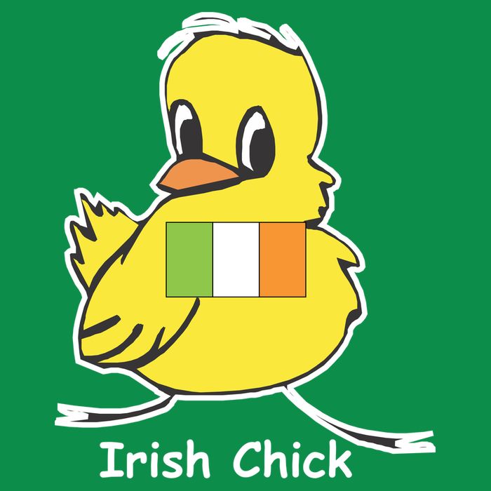 Irish Chick Cute Chicken With Flag Button