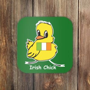 Irish Chick Cute Chicken With Flag Coaster