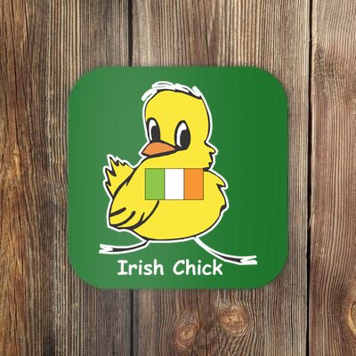 Irish Chick Cute Chicken With Flag Coaster