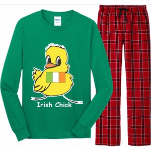 Irish Chick Cute Chicken With Flag Long Sleeve Pajama Set