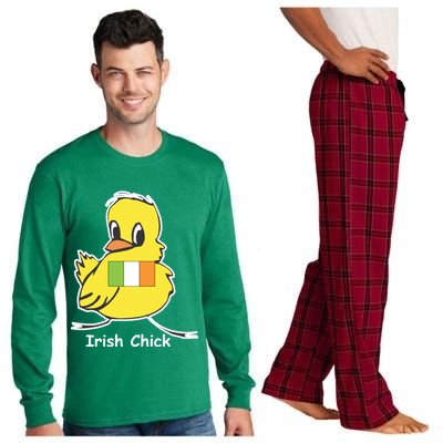 Irish Chick Cute Chicken With Flag Long Sleeve Pajama Set