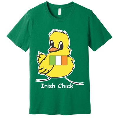 Irish Chick Cute Chicken With Flag Premium T-Shirt