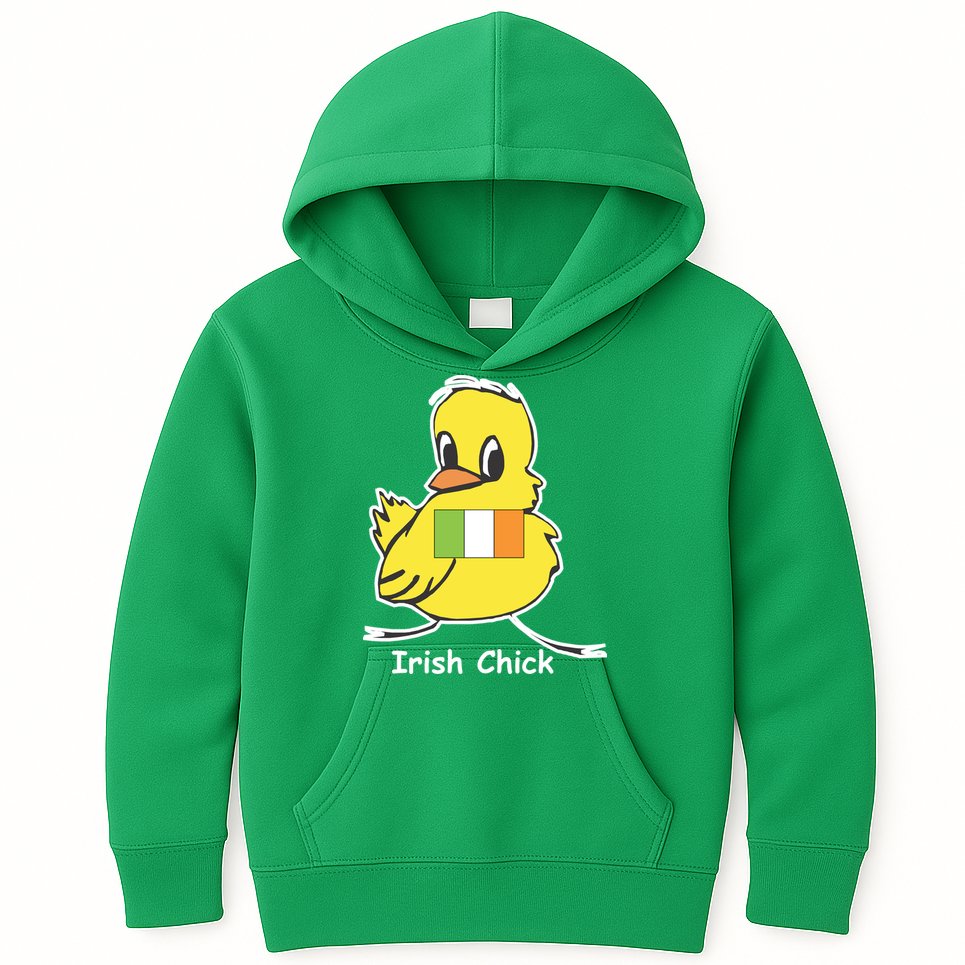 Irish Chick Cute Chicken With Flag Kids Hoodie