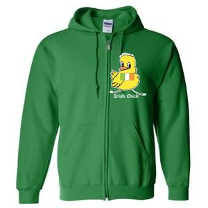 Irish Chick Cute Chicken With Flag Full Zip Hoodie