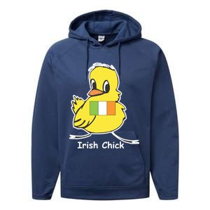 Irish Chick Cute Chicken With Flag Performance Fleece Hoodie