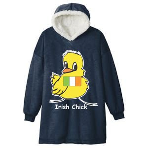 Irish Chick Cute Chicken With Flag Hooded Wearable Blanket