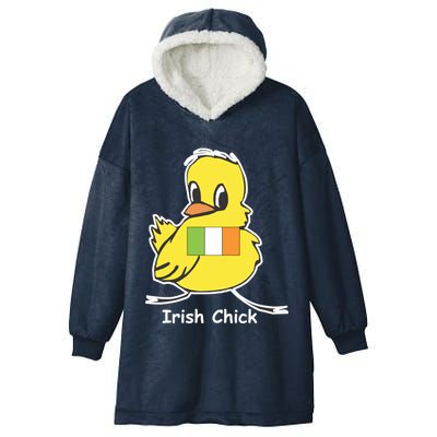 Irish Chick Cute Chicken With Flag Hooded Wearable Blanket