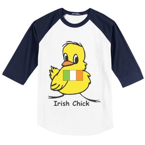 Irish Chick Cute Chicken With Flag Baseball Sleeve Shirt