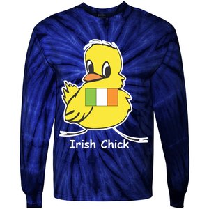 Irish Chick Cute Chicken With Flag Tie-Dye Long Sleeve Shirt