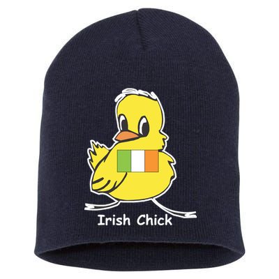 Irish Chick Cute Chicken With Flag Short Acrylic Beanie