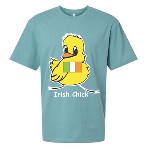 Irish Chick Cute Chicken With Flag Sueded Cloud Jersey T-Shirt