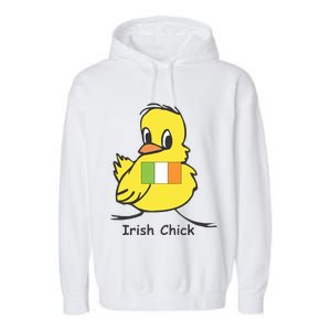 Irish Chick Cute Chicken With Flag Garment-Dyed Fleece Hoodie