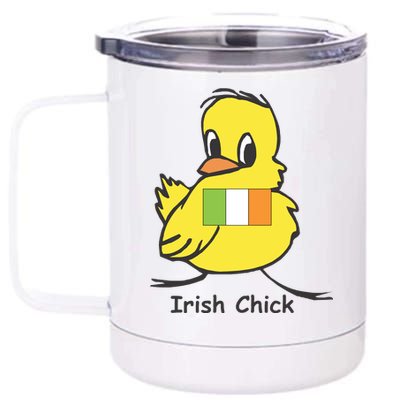 Irish Chick Cute Chicken With Flag 12 oz Stainless Steel Tumbler Cup