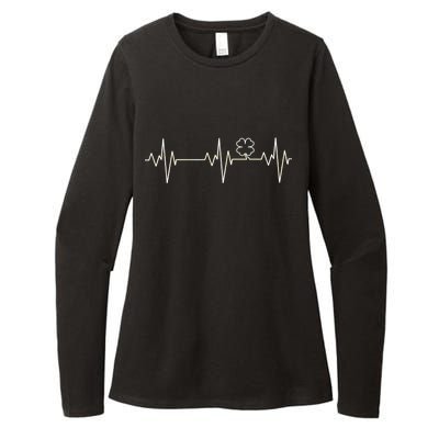 Irish Clover Heartbeat Funny St. Patrick's Day Womens CVC Long Sleeve Shirt