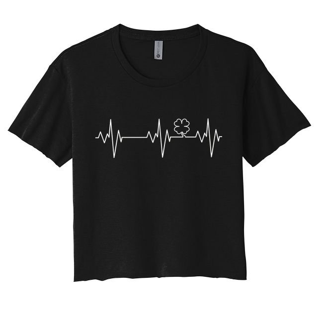 Irish Clover Heartbeat Funny St. Patrick's Day Crop Top
