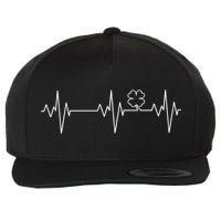 Irish Clover Heartbeat Funny St. Patrick's Day Wool Snapback Cap