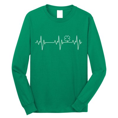 Irish Clover Heartbeat Funny St. Patrick's Day Long Sleeve Shirt