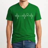 Irish Clover Heartbeat Funny St. Patrick's Day V-Neck T-Shirt