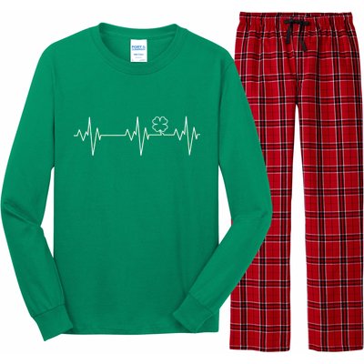 Irish Clover Heartbeat Funny St. Patrick's Day Long Sleeve Pajama Set